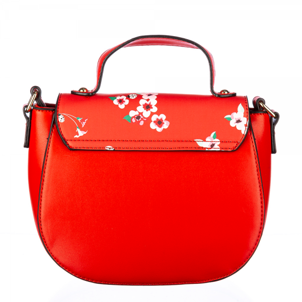 Flower Piros műbőr női táska, 4 - Kalapod.hu